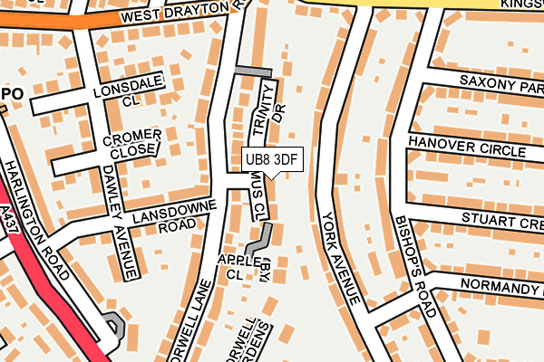 UB8 3DF map - OS OpenMap – Local (Ordnance Survey)