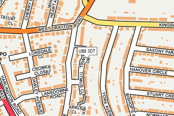 UB8 3DT map - OS OpenMap – Local (Ordnance Survey)