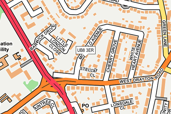UB8 3ER map - OS OpenMap – Local (Ordnance Survey)