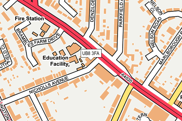 UB8 3FA map - OS OpenMap – Local (Ordnance Survey)