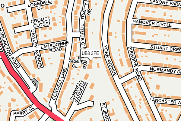 UB8 3FE map - OS OpenMap – Local (Ordnance Survey)