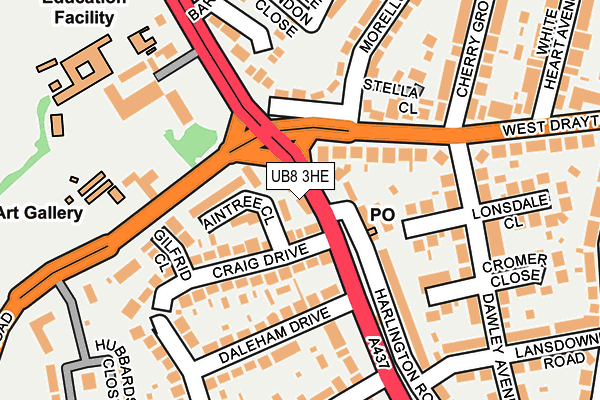 UB8 3HE map - OS OpenMap – Local (Ordnance Survey)