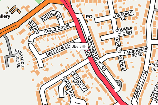 UB8 3HF map - OS OpenMap – Local (Ordnance Survey)