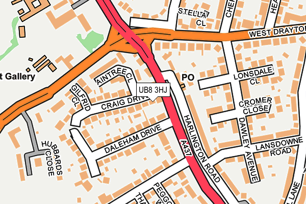 UB8 3HJ map - OS OpenMap – Local (Ordnance Survey)