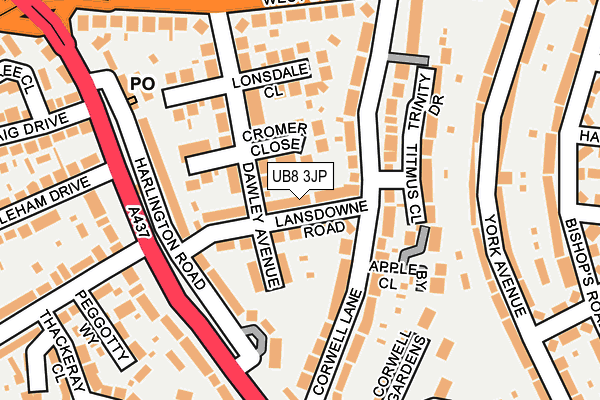 UB8 3JP map - OS OpenMap – Local (Ordnance Survey)