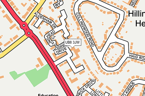 UB8 3JW map - OS OpenMap – Local (Ordnance Survey)