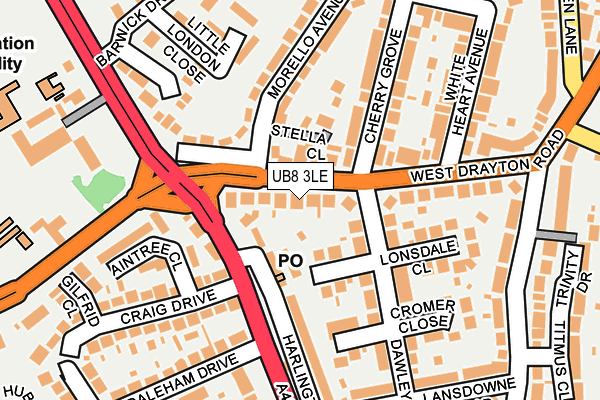 UB8 3LE map - OS OpenMap – Local (Ordnance Survey)