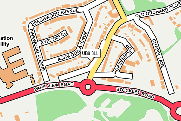 UB8 3LL map - OS OpenMap – Local (Ordnance Survey)