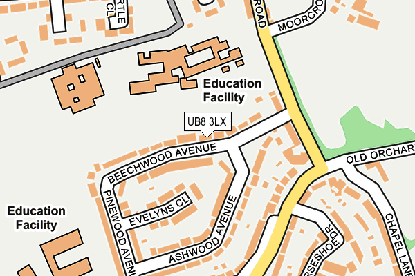 UB8 3LX map - OS OpenMap – Local (Ordnance Survey)