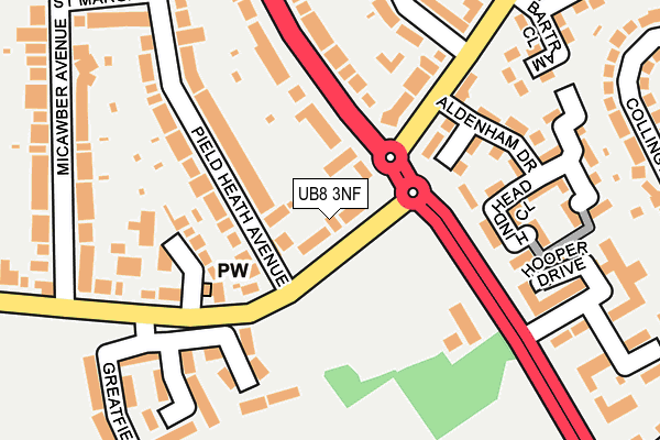 UB8 3NF map - OS OpenMap – Local (Ordnance Survey)