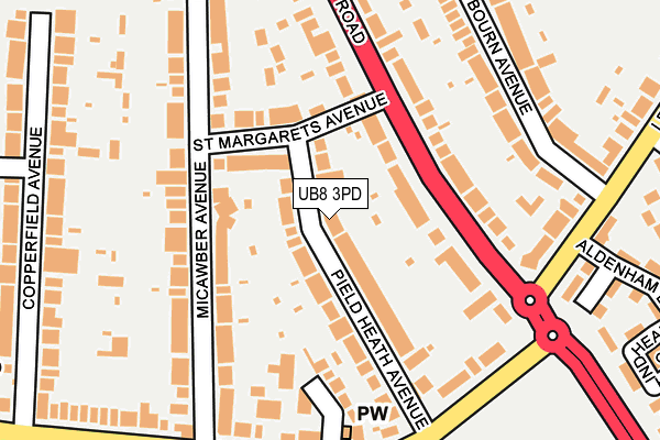 UB8 3PD map - OS OpenMap – Local (Ordnance Survey)