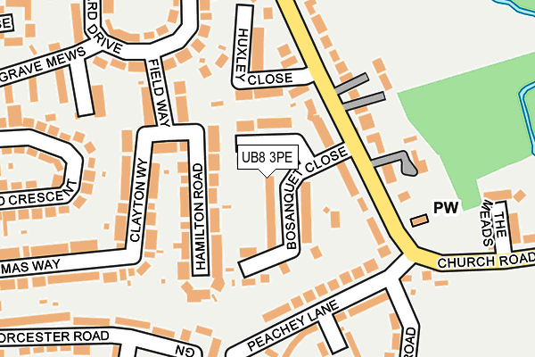 UB8 3PE map - OS OpenMap – Local (Ordnance Survey)