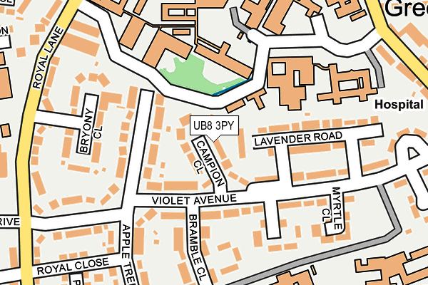 UB8 3PY map - OS OpenMap – Local (Ordnance Survey)