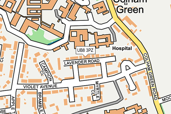 UB8 3PZ map - OS OpenMap – Local (Ordnance Survey)