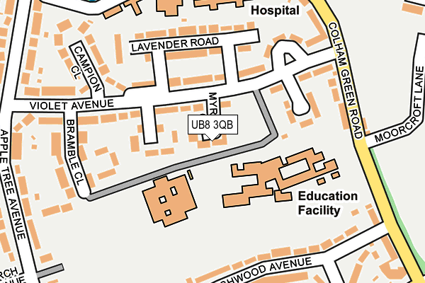 UB8 3QB map - OS OpenMap – Local (Ordnance Survey)