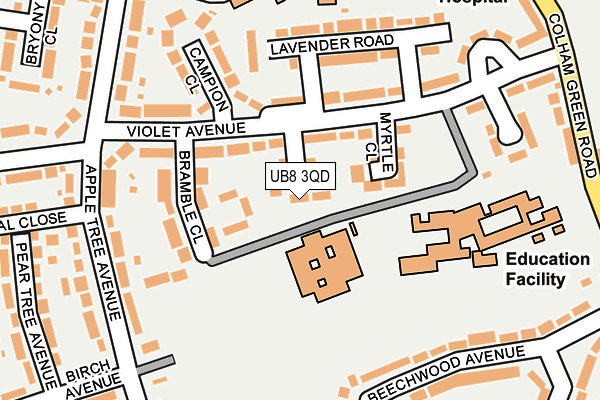 UB8 3QD map - OS OpenMap – Local (Ordnance Survey)