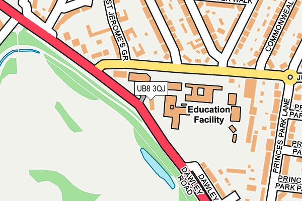UB8 3QJ map - OS OpenMap – Local (Ordnance Survey)