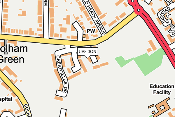 UB8 3QN map - OS OpenMap – Local (Ordnance Survey)