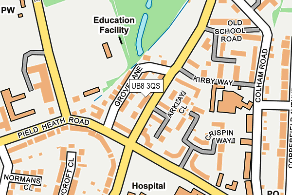 UB8 3QS map - OS OpenMap – Local (Ordnance Survey)