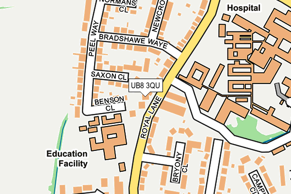 UB8 3QU map - OS OpenMap – Local (Ordnance Survey)