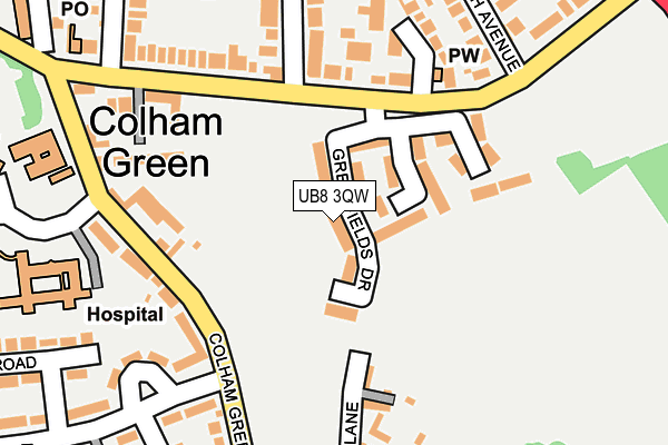 UB8 3QW map - OS OpenMap – Local (Ordnance Survey)