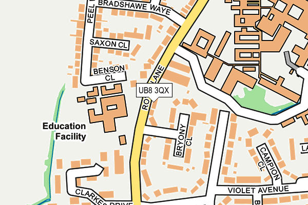 UB8 3QX map - OS OpenMap – Local (Ordnance Survey)