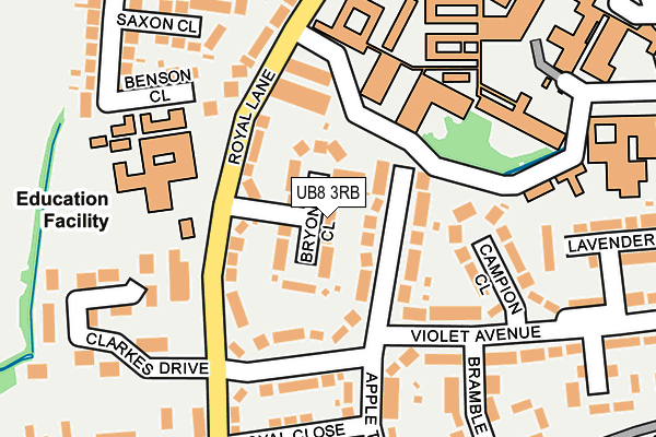 UB8 3RB map - OS OpenMap – Local (Ordnance Survey)