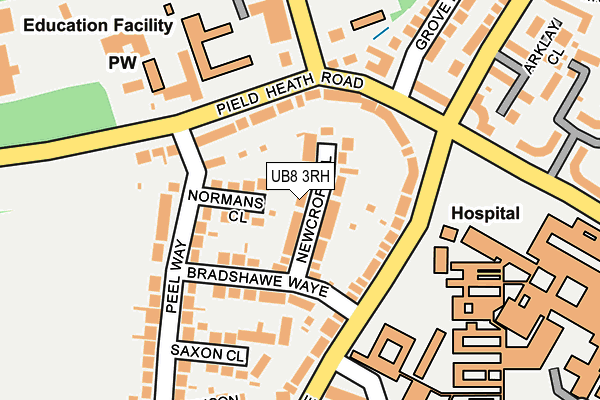 UB8 3RH map - OS OpenMap – Local (Ordnance Survey)