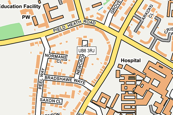 UB8 3RJ map - OS OpenMap – Local (Ordnance Survey)