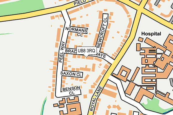 UB8 3RQ map - OS OpenMap – Local (Ordnance Survey)