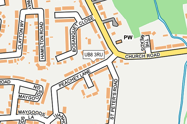 UB8 3RU map - OS OpenMap – Local (Ordnance Survey)
