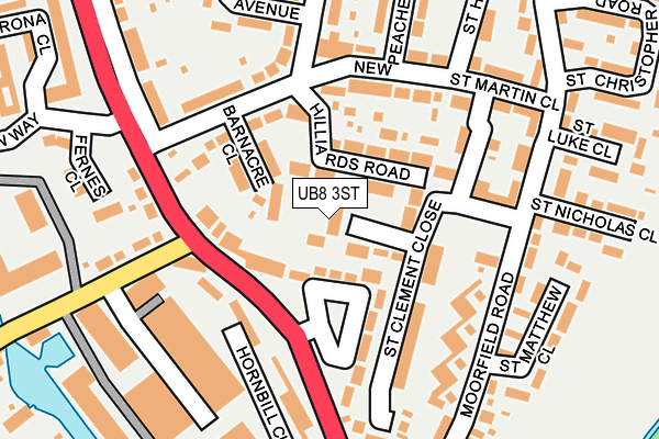 UB8 3ST map - OS OpenMap – Local (Ordnance Survey)