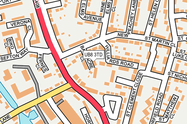 UB8 3TD map - OS OpenMap – Local (Ordnance Survey)