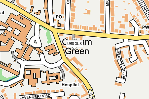 UB8 3US map - OS OpenMap – Local (Ordnance Survey)