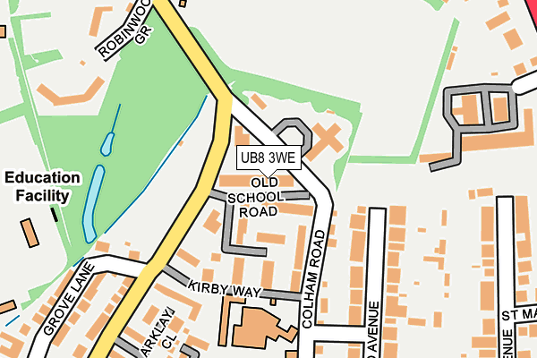 UB8 3WE map - OS OpenMap – Local (Ordnance Survey)