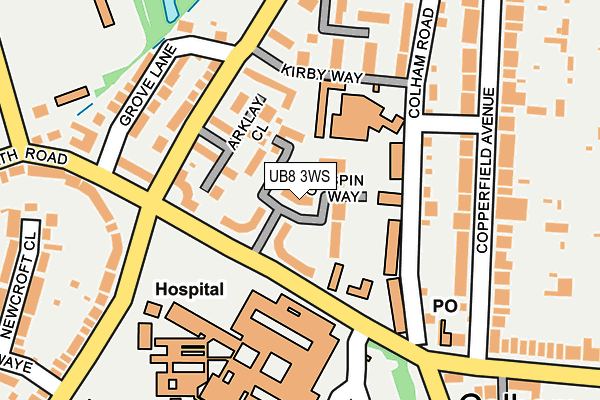 UB8 3WS map - OS OpenMap – Local (Ordnance Survey)