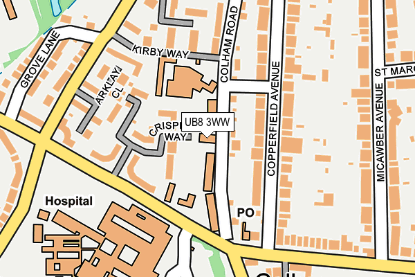 UB8 3WW map - OS OpenMap – Local (Ordnance Survey)