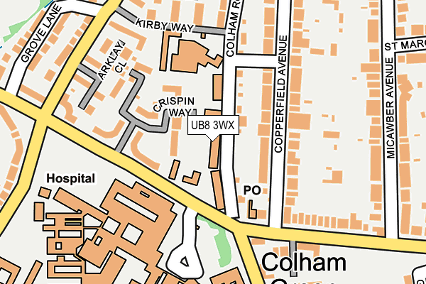 UB8 3WX map - OS OpenMap – Local (Ordnance Survey)