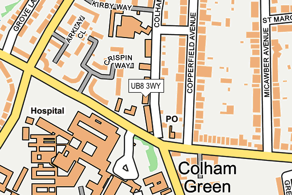 UB8 3WY map - OS OpenMap – Local (Ordnance Survey)