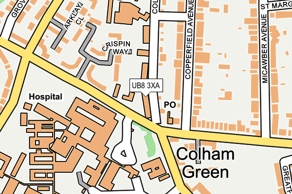UB8 3XA map - OS OpenMap – Local (Ordnance Survey)