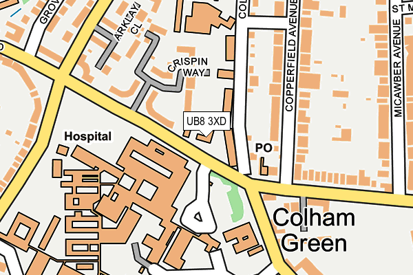UB8 3XD map - OS OpenMap – Local (Ordnance Survey)