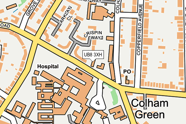 UB8 3XH map - OS OpenMap – Local (Ordnance Survey)