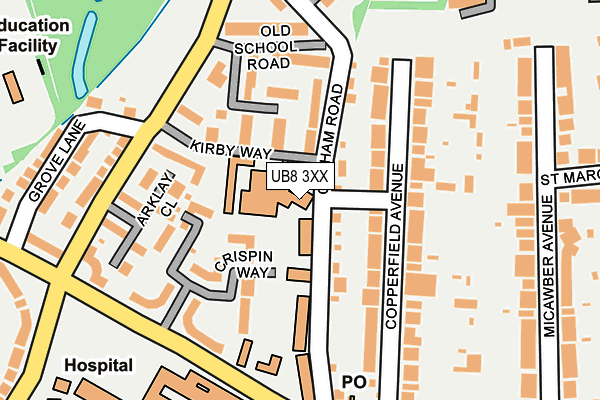 UB8 3XX map - OS OpenMap – Local (Ordnance Survey)