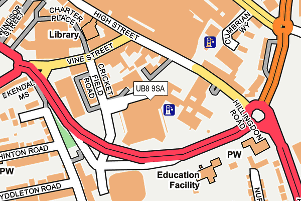 UB8 9SA map - OS OpenMap – Local (Ordnance Survey)