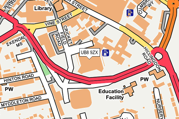 UB8 9ZX map - OS OpenMap – Local (Ordnance Survey)