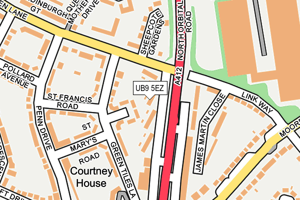 UB9 5EZ map - OS OpenMap – Local (Ordnance Survey)