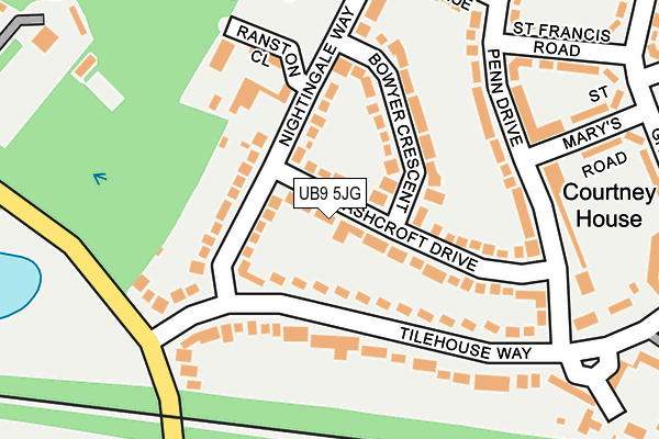 UB9 5JG map - OS OpenMap – Local (Ordnance Survey)