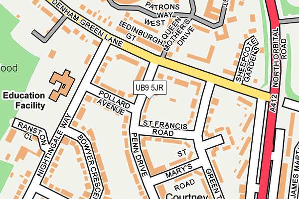 UB9 5JR map - OS OpenMap – Local (Ordnance Survey)