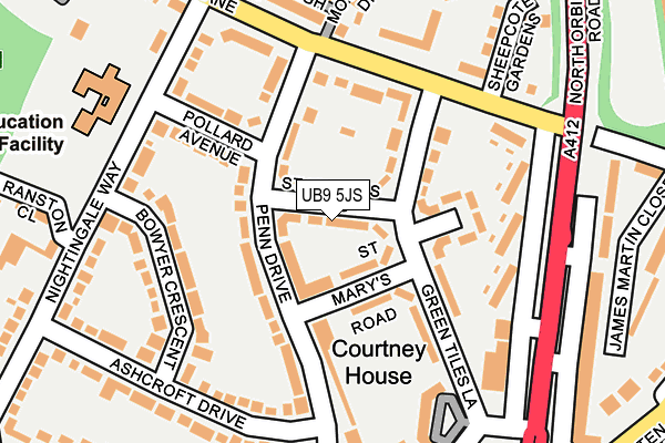 UB9 5JS map - OS OpenMap – Local (Ordnance Survey)