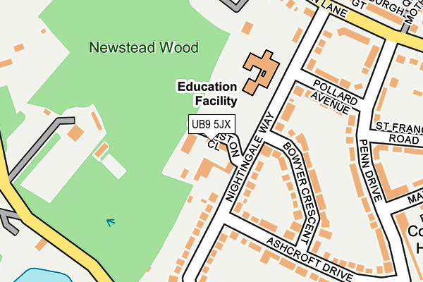 UB9 5JX map - OS OpenMap – Local (Ordnance Survey)